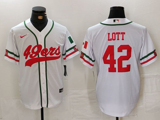 Men's San Francisco 49ers Ronnie Lott #42 White Player Game jersey