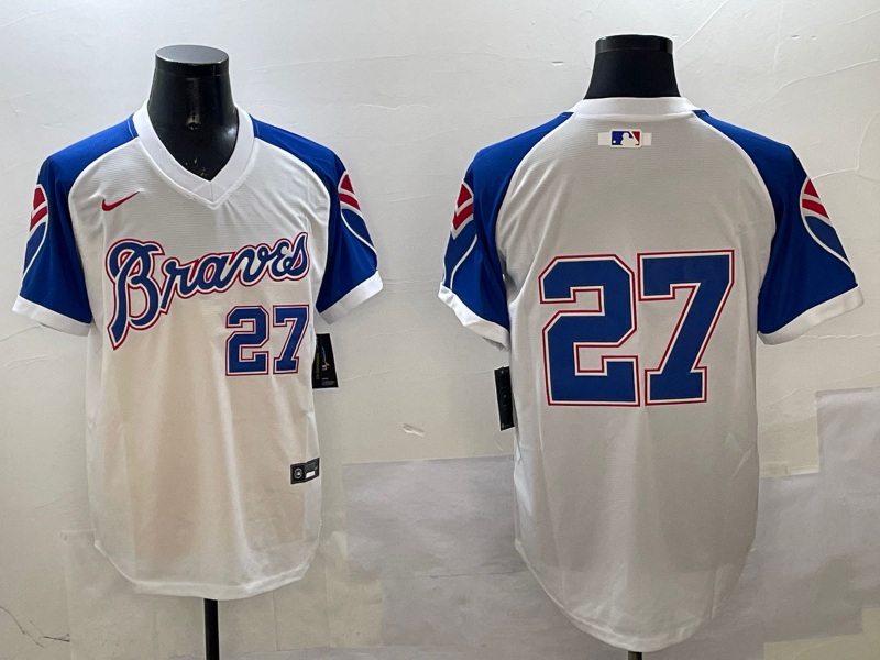 Men's Atlanta Braves Austin Riley #27 White Player jersey