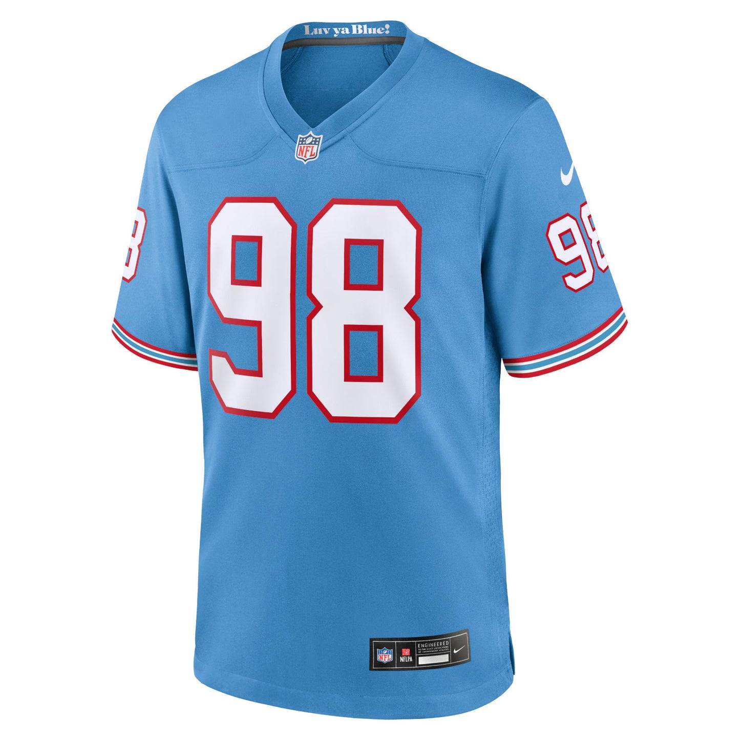 Tennessee Titans Jeffery Simmons Light Blue Oilers Throwback Alternate Game Player Jersey