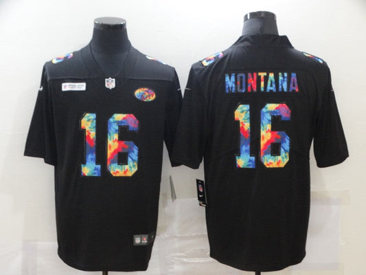 Men's San Francisco 49ers Joe Montana #16 Black Player Game jersey