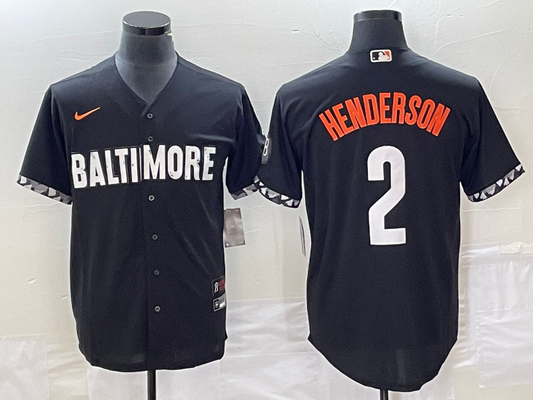Men's Baltimore Orioles Gunnar Henderson #2 Black 2023 City Connect Replica Player jersey