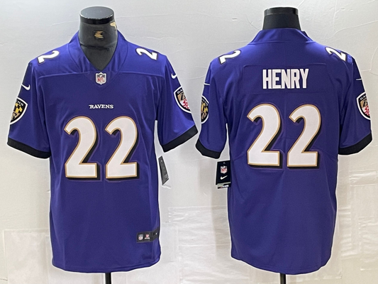 Men's Baltimore Ravens Derrick Henry #22 Purple Game Player Jersey1