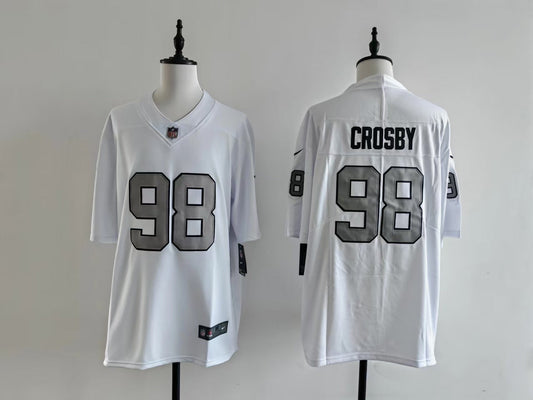 Men's Oakland Raiders Maxx Crosby Jersey -  White-Silver Numbers