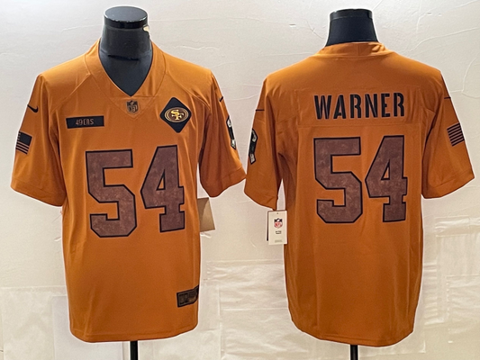 Men's San Francisco 49ers Fred Warner #54 Brown 2023 Salute To Service Retired Player Limited jersey