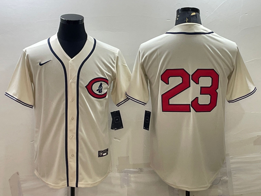 Men's Chicago Cubs Ryne Sandberg #23 Cream Player Name jersey