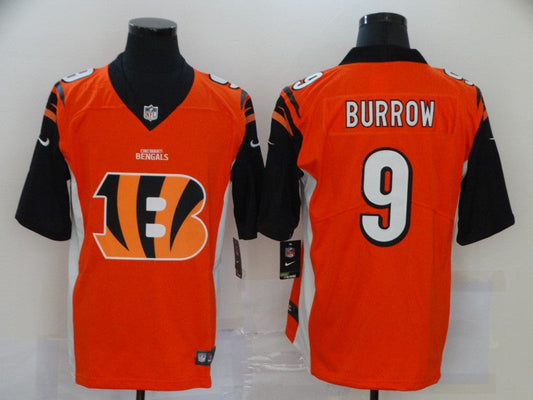 Men's Cincinnati Bengals Joe Burrow #9 Orange Game Player Jersey1