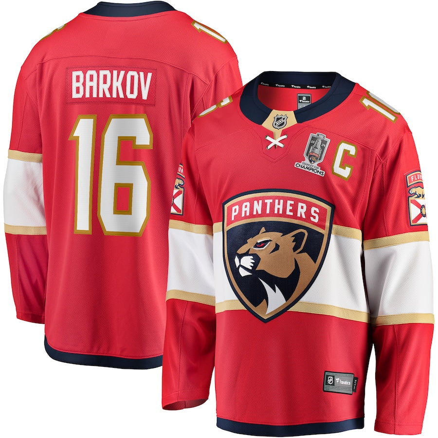 Aleksander Barkov Florida Panthers   Home 2024 Stanley Cup Champions Breakaway  Jersey Red