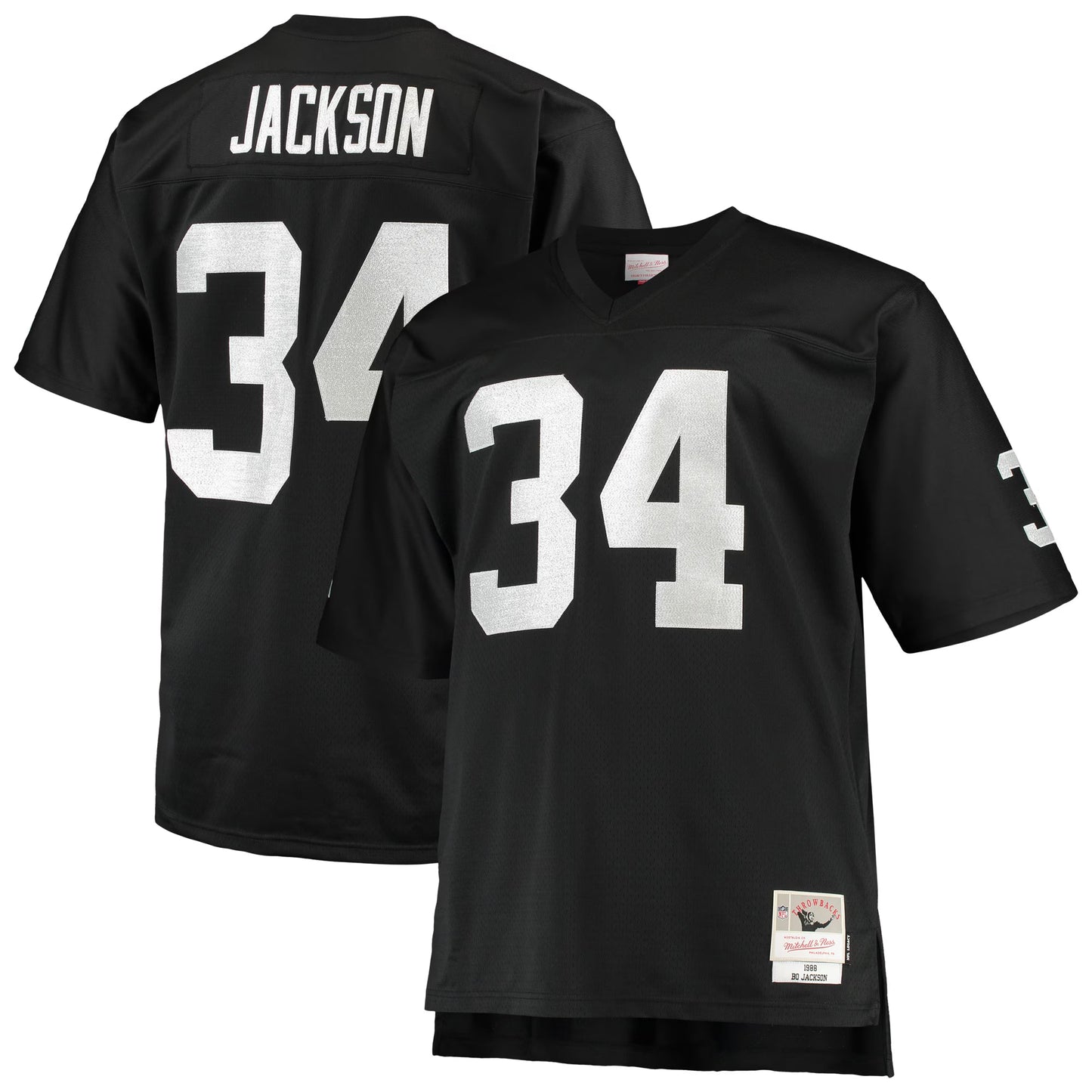 Las Vegas Raiders Bo Jackson Mitchell & Ness Black Big & Tall 1988 Retired Player Replica Jersey