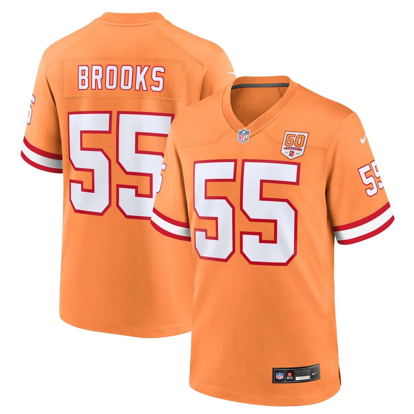Tampa Bay Buccaneers Derrick Brooks Creamsicle 50th Season Game Jersey