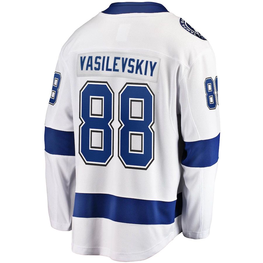 TB.Lightning #88 Andrei Vasilevskiy Away Premier Breakaway Player Jersey White Stitched American Hockey Jerseys