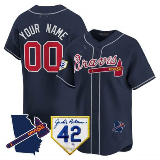 Custom Atlanta Braves 2024 Robinson & Georgia Patch Vapor Premier Limited All Stitched Baseball Jersey