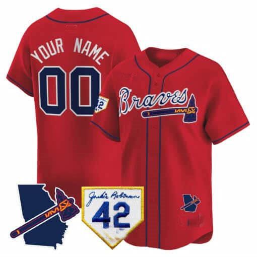 Custom Atlanta Braves 2024 Robinson & Georgia Patch Vapor Premier Limited All Stitched Baseball Jersey