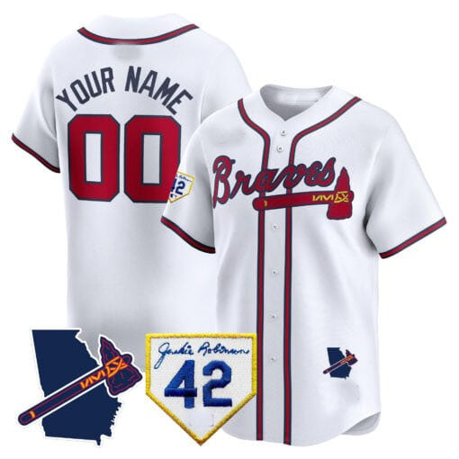 Custom Atlanta Braves 2024 Robinson & Georgia Patch Vapor Premier Limited All Stitched Baseball Jersey