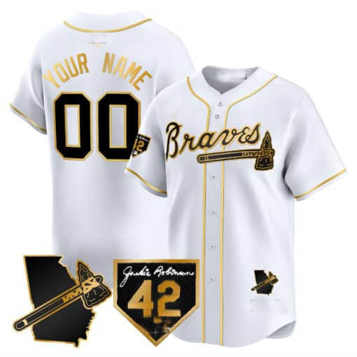 Custom Atlanta Braves 2024 Robinson & Georgia Patch Vapor Premier Limited All Stitched Baseball Jersey