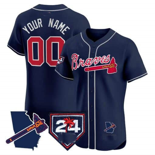 Custom Atlanta Braves 2024 Spring Training & Georgia Patch Vapor Premier Elite All Stitched Baseball Jersey