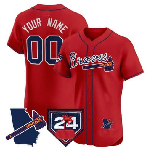 Custom Atlanta Braves 2024 Spring Training & Georgia Patch Vapor Premier Elite All Stitched Baseball Jersey
