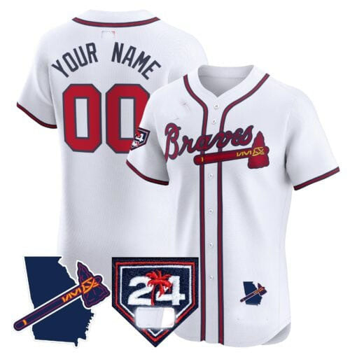 Custom Atlanta Braves 2024 Spring Training & Georgia Patch Vapor Premier Elite All Stitched Baseball Jersey