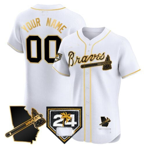 Custom Atlanta Braves 2024 Spring Training & Georgia Patch Vapor Premier Elite All Stitched Baseball Jersey