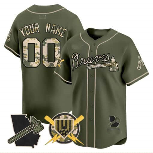 Custom Atlanta Braves Armed Forces Day Vapor Premier Limited All Stitched Baseball Jersey