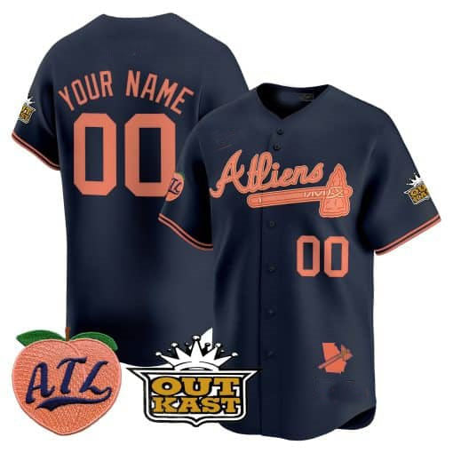 Custom Atlanta Braves Atliens & Peach Vapor Premier Limited C All Stitched Baseball Jersey