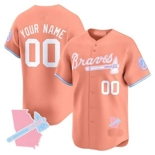 Custom Atlanta Braves Bubblegum Pink Vapor Premier Limited C All Stitched Baseball Jersey