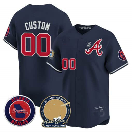 Custom Atlanta Braves Hank Aaron 715th Home Run Patch Vapor Premier Limited V2 C All Stitched Baseball Jersey