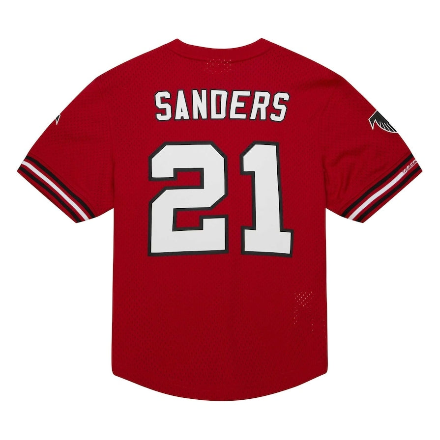 A.Falcons #21 Deion Sanders Red Retired Player Name & Number Mesh To Football Jerseys