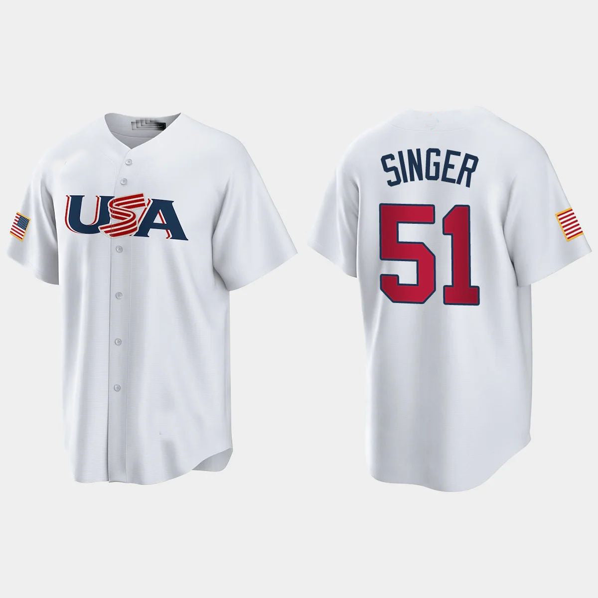 #51 BRADY SINGER KANSAS CITY ROYALS 2023 WORLD BASEBALL CLASSIC USA REPLICA JERSEYC WHITE Stitches Baseball Jerseys