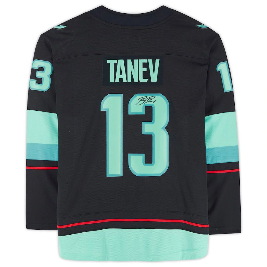 S.Kraken #13 Brandon Tanev   Breakaway Jersey with Inaugural Season Jersey Patch Blue Hockey Jerseys