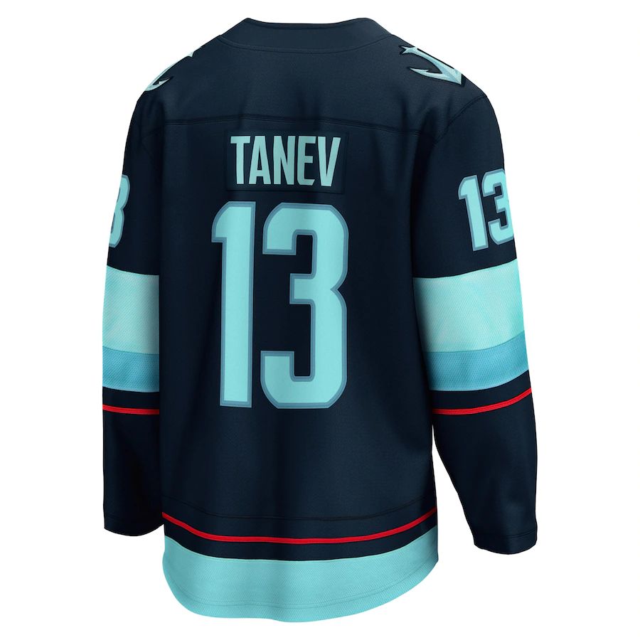 S.Kraken #13 Brandon Tanev Home Premier Breakaway Player Jersey Blue Stitched American Hockey Jerseys