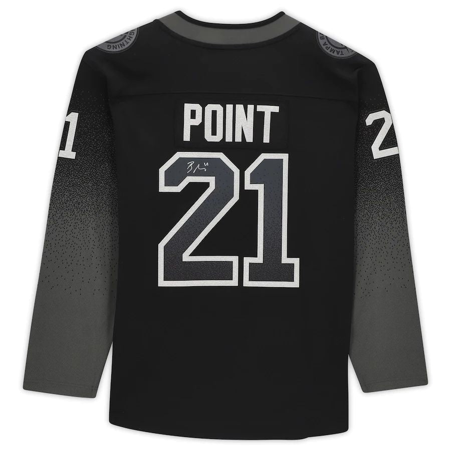 TB.Lightning #21 Brayden Point   Black Alternate Breakaway Jersey Stitched American Hockey Jerseys