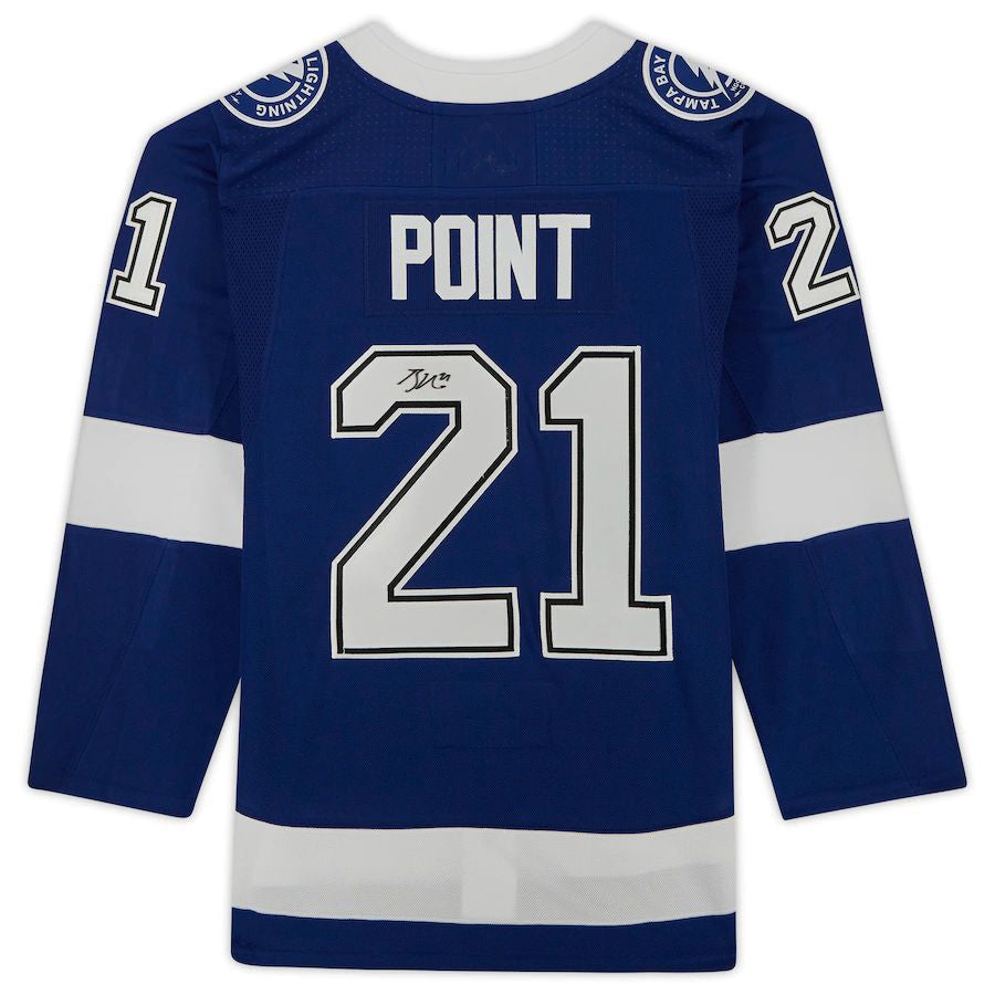 TB.Lightning #21 Brayden Point   Stanley Cup Champions with 2021 Stanley Cup Final Patch Blue Stitched American Hockey Jerseys