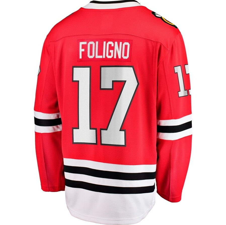 C.Blackhawks #17 Nick Foligno Fanatics Home Breakaway Jersey - Red Stitched American Hockey Jerseys