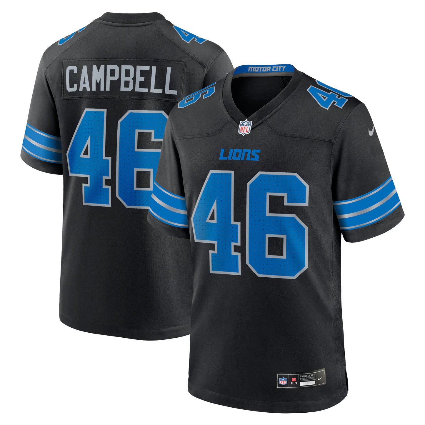 Detroit Lions Jack Campbell Black 2nd Alternate Game Jersey