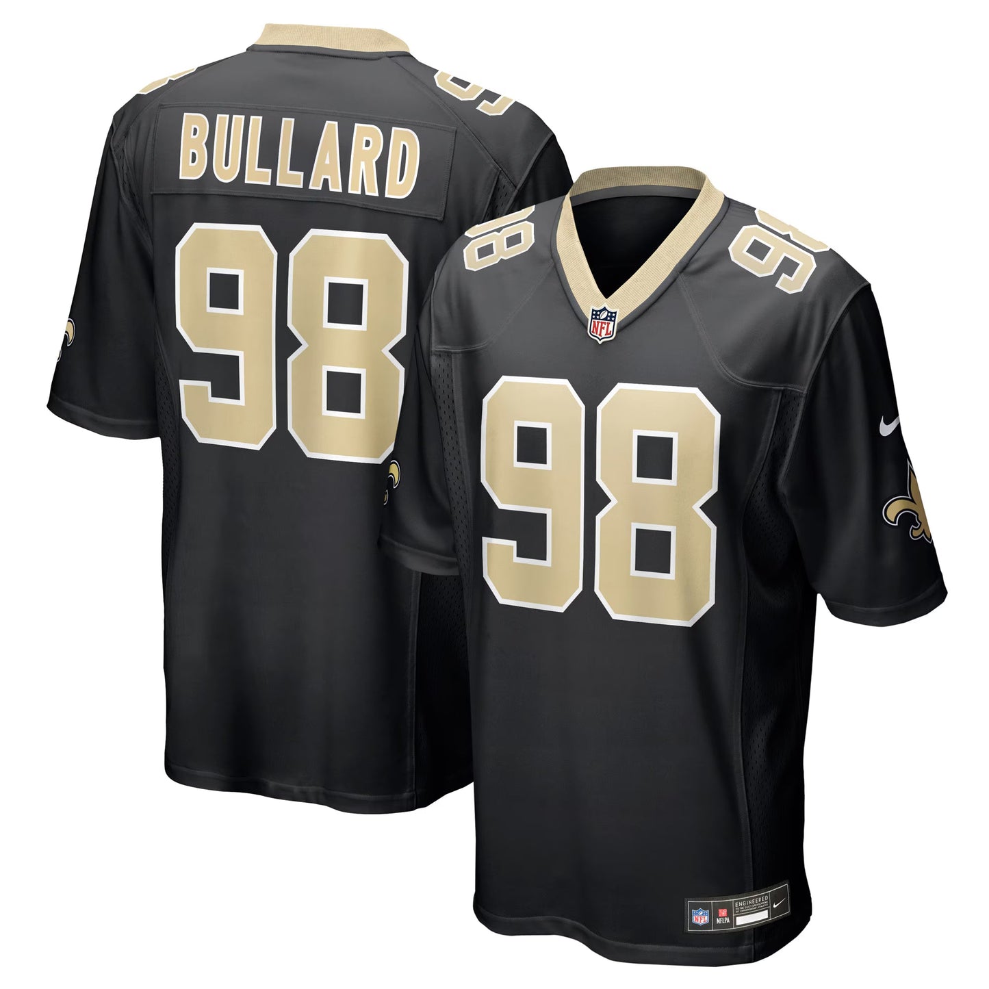 New Orleans Saints Jonathan Bullard Black Team Game Jersey