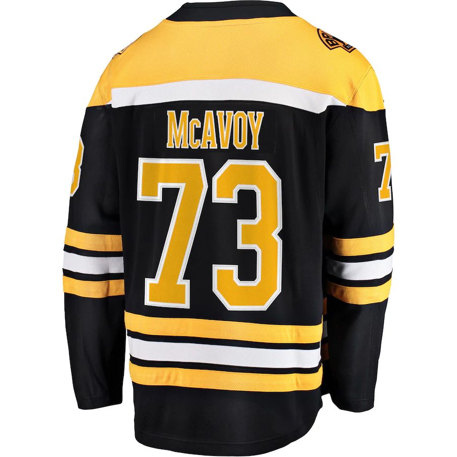 B.Bruins #73 Charlie McAvoy Home Premier Breakaway Player Jersey Black Stitched American Hockey Jerseys