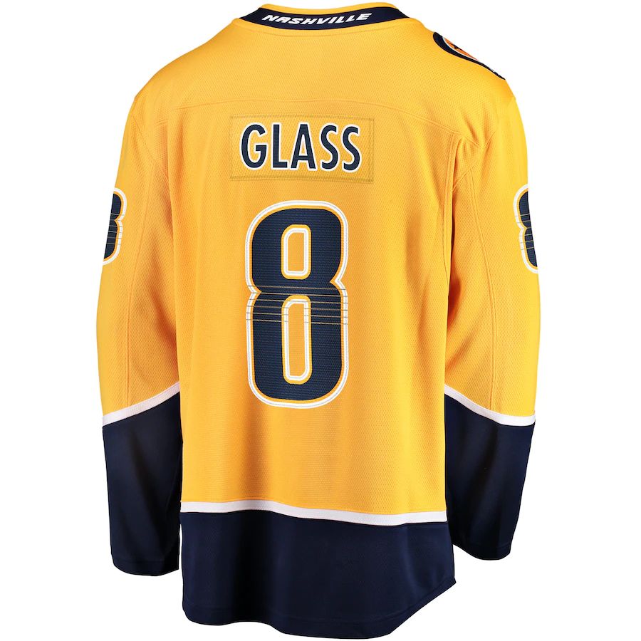 N.Predators #8 Cody Glass Home Breakaway Player Jersey Gold Stitched American Hockey Jerseys