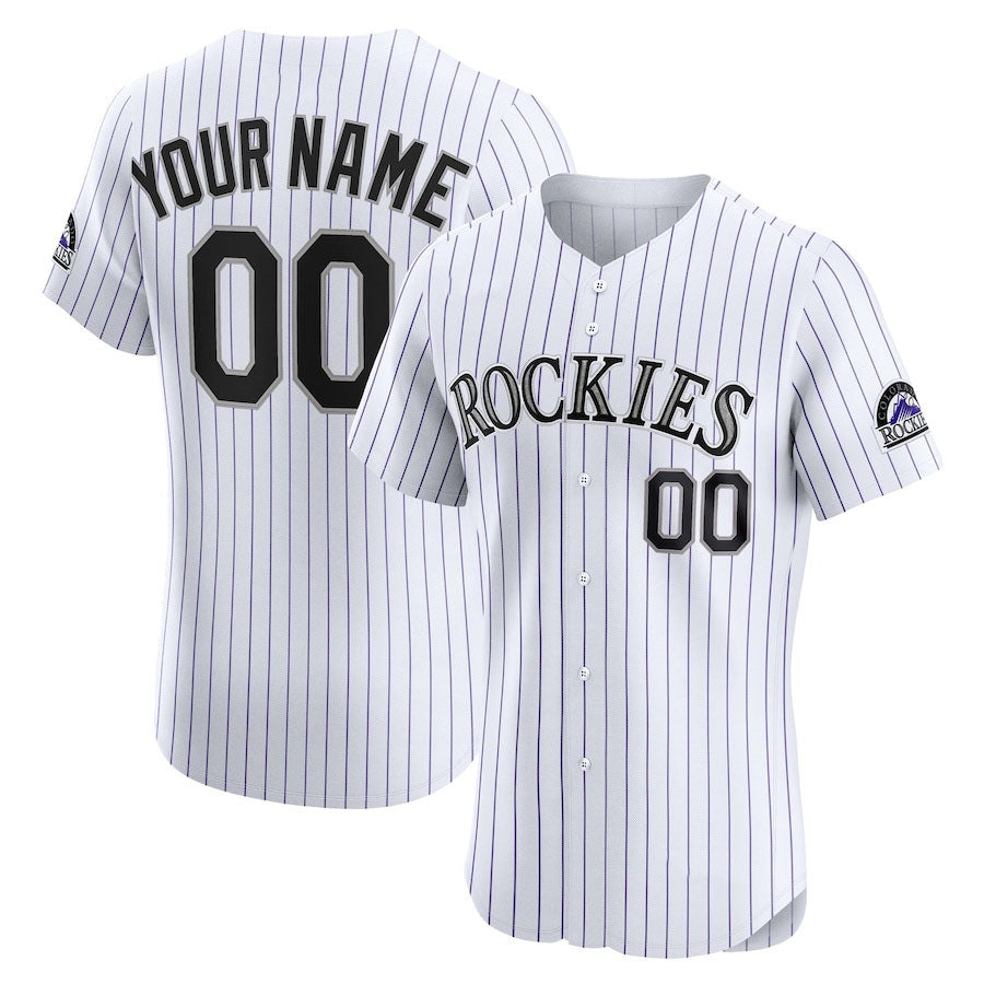 Custom Colorado Rockies Home Elite Jersey White Baseball Jerseys
