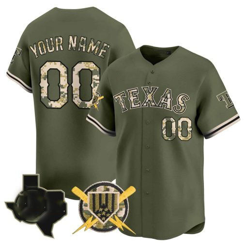 Custom Texas Rangers Armed Forces Day Vapor Premier Limited Jersey All Stitched Baseball Jersey