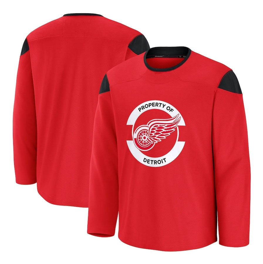 D.Red Wings Fanatics Home Practice Jersey - Red Stitched American Hockey Jerseys