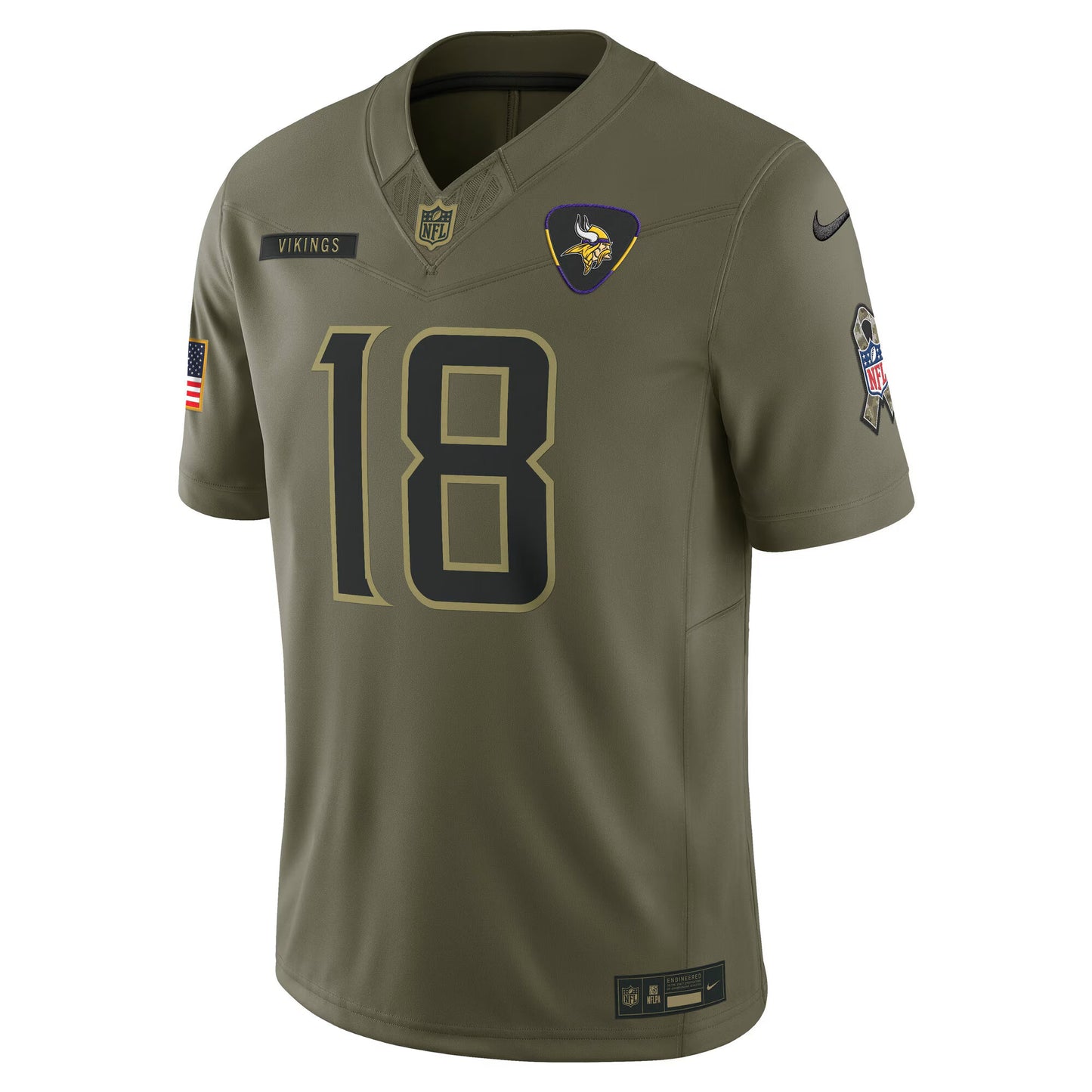 Minnesota Vikings Justin Jefferson Olive 2025 Salute to Service Limited Jersey