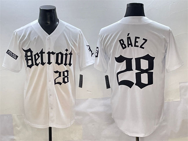 Detroit Tigers #28 Javier Bez White 'Motor Gothic Edition' Vapor Premier Limited Stitched Baseball Jersey