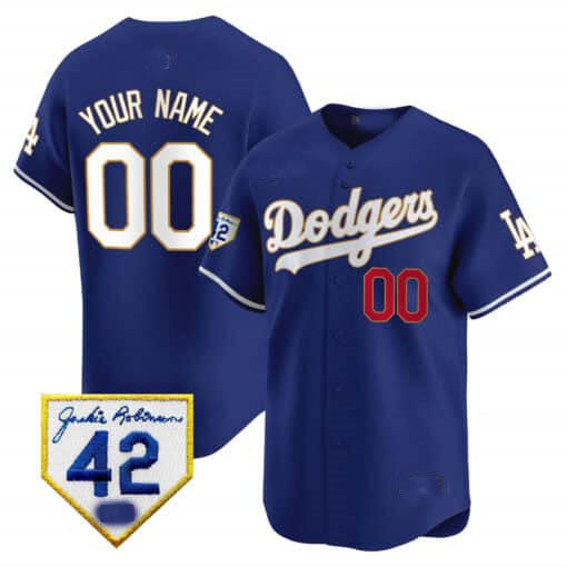 Custom Los Angeles Dodgers 2024 Jackie Robinson Patch Vapor Premier Limited All Stitched Baseball Jersey