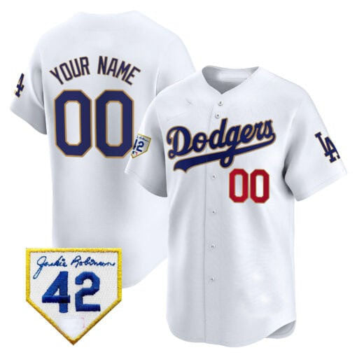 Custom Los Angeles Dodgers 2024 Jackie Robinson Patch Vapor Premier Limited All Stitched Baseball Jersey