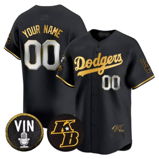 Custom Los Angeles Dodgers Vin Patch & Kobe Bryant Signature Vapor Premier Limited C All Stitched Baseball Jersey