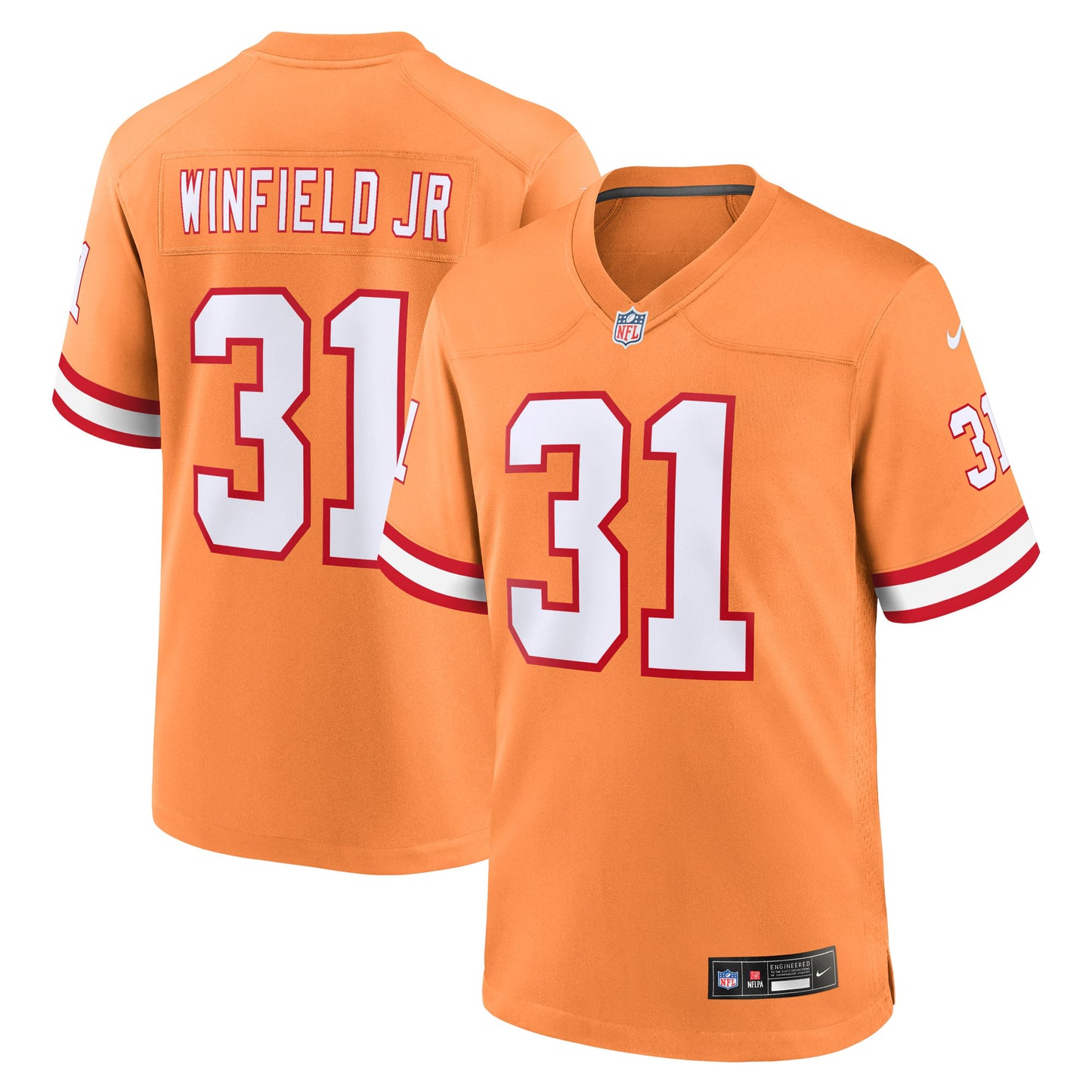 Tampa Bay Buccaneers Antoine Winfield Jr. Orange Throwback Game Jersey