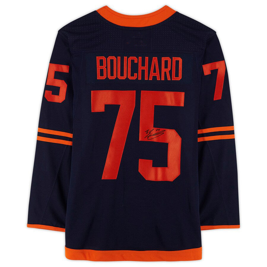 E.Oilers #75 Evan Bouchard   Jersey Navy Stitched American Hockey Jerseys