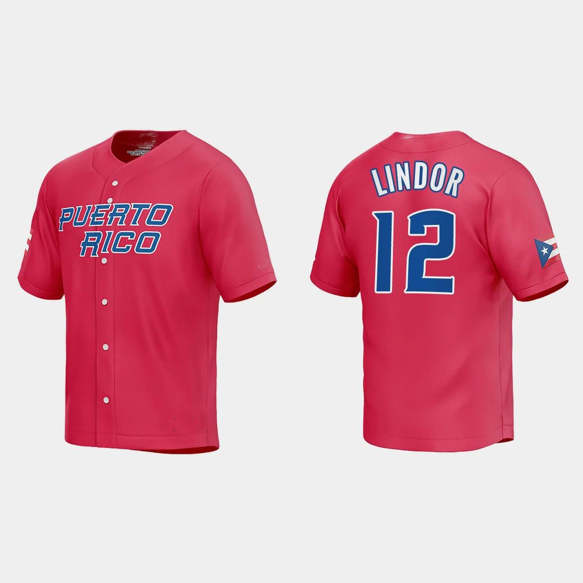 #12 FRANCISCO LINDOR PUERTO RICO BASEBALL 2023 WORLD BASEBALL CLASSIC JERSEYC RED Stitches Baseball Jerseys