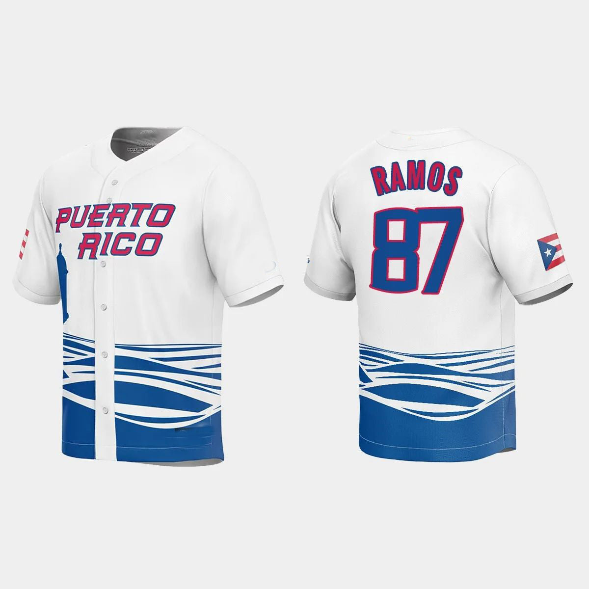 #87 HENRY RAMOS PUERTO RICO BASEBALL 2023 WORLD BASEBALL CLASSIC JERSEYC WHITE Stitches Baseball Jerseys