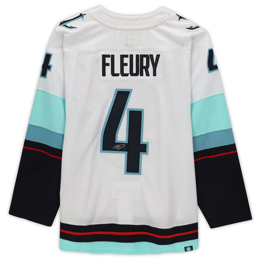S.Kraken #4 Haydn Fleury   with Inaugural Season Patch White Stitched American Hockey Jerseys